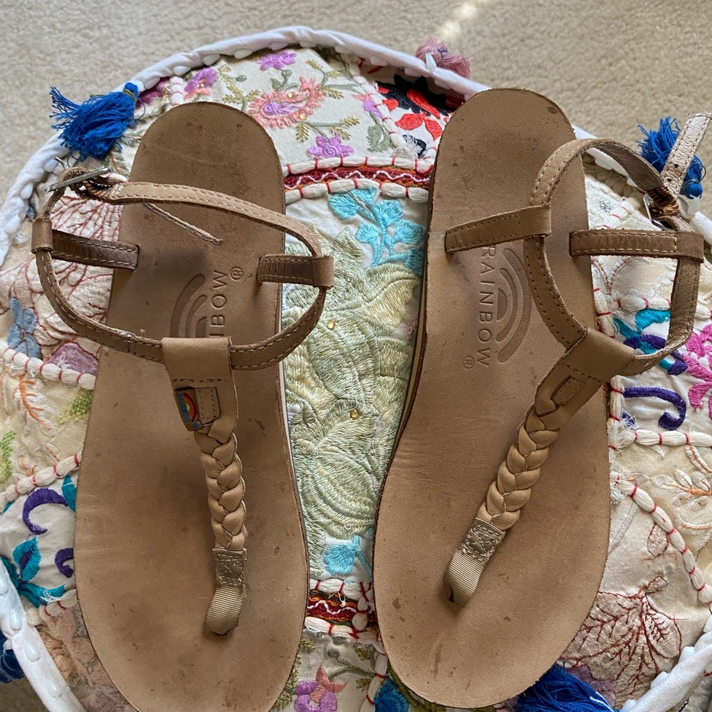 Rainbow Sandals Women’s Tan Braided T-Strap Sandals